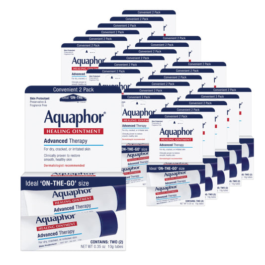 Aquaphor Healing Ointment Advanced Therapy Skin Protectant, Dry Skin Body Moisturizer, 0.35 Oz Tube, Pack of 2