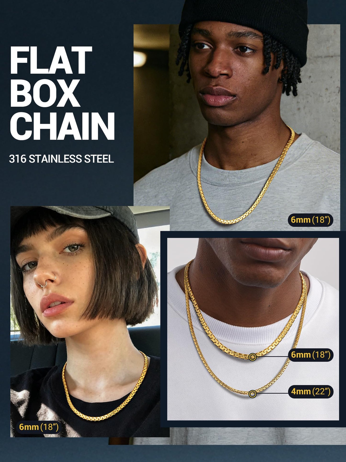 PROSTEEL Mens Chain Chains Gold Necklace Necklaces For Men Stainless Steel Jewelry