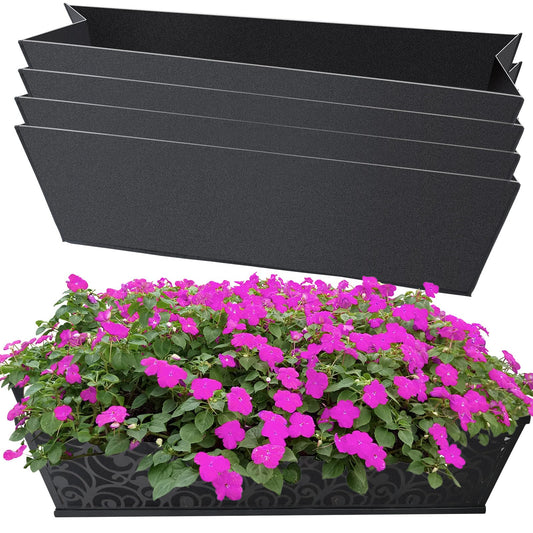 4PCS 30Inch Rectangle Window Box Liner Felt Planter Basket Liner Insert Black Plant Container Liners Non Woven Fabric Liner for Garden Fence Wall Railing Hanging Flower Pot - Avoid Bird Nesting