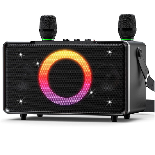 GFEEN Portable Bluetooth Speaker: 200W Peak, Deep Bass, 15H Playtime, Large Party Wireless Speakers, Powerful Loud Sound, Light Show, Fast Charging for Outdoor, Backyard, Home(Silver with 2Mic)