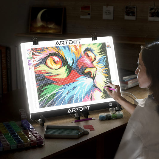 ARTDOT A3 LED Light Pad for Diamond Art Kits for Adults, USB Powered Light Board Kit, Adjustable Brightness with Diamond Painting Tools Detachable Stand and Clips