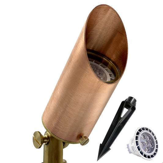 MIK Solutions Copper Spot Lights Outdoor 109 – 12V Low Voltage Landscape Lights, Heavy Duty Outdoor Landscape Lighting for Home Garden Lighting Uplights with Ground Stake and 7W MR16 LED Bulb (1 Pack)