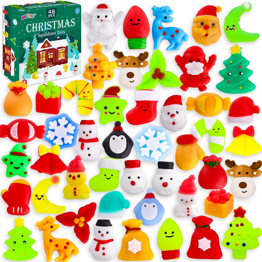 MGparty 48 PCS Christmas Squishies Mochi Squishies Toys for Kids Christmas Stocking Stuffers Party Favor Goodie Bag Filler Bulk