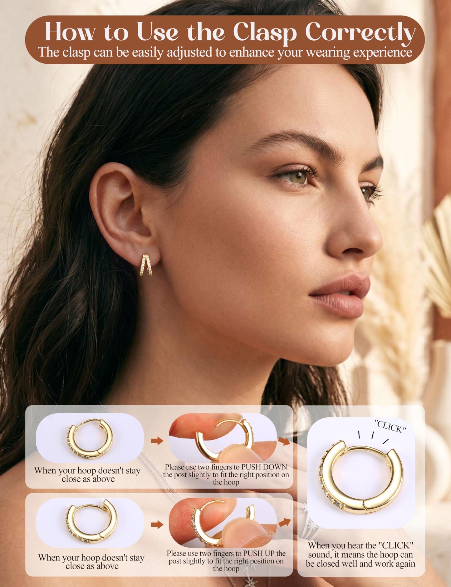 MILACOLATO 925 Sterling Silver Earrings for Women, 14K Gold Plated Small Huggie Hoop Earrings, Layer CZ Double Hoop Earrings Stacks Trendy Jewelry Gifts