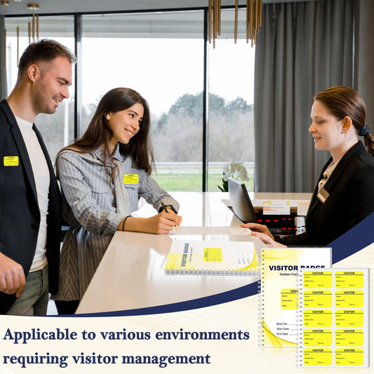 3 Pack of 900 Visitor Badges Registry Log Letter Size Visitor Log Book Visitor Stickers Spiral-Bound Yellow Visitor Badges Guest Register Book with Carbon Copy Record Keeping for School Business