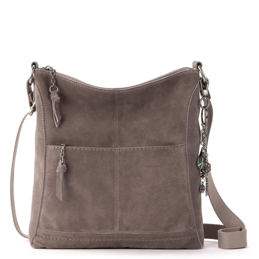 The Sak Lucia Crossbody Bag in Leather, Convertible Purse with Adjustable Strap, Mushroom Suede