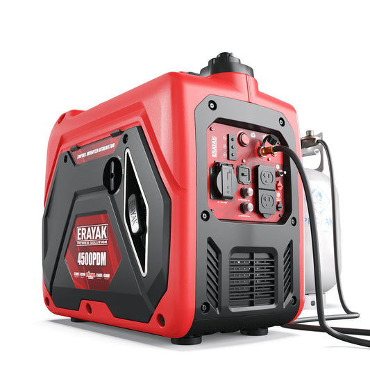 ERAYAK 4500W Dual-Fuel Portable Inverter Generator for Home Use, Camping Outdoor, 30A RV Ready, Auto Switch, Gas and Propane Powered, EPA, CO Sensor, Parallel Ready, Campact Design