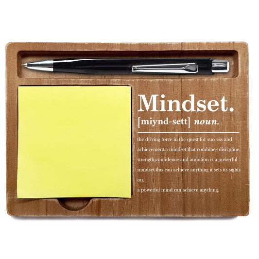 Ogleqoo Wooden Desk Note Pen Holder, Inspirational Mindset Office Desk Decor Gifts, Motivational Office Decor with Quotes, Thank You Teachers Day Gifts for Colleague Family Friends-A11