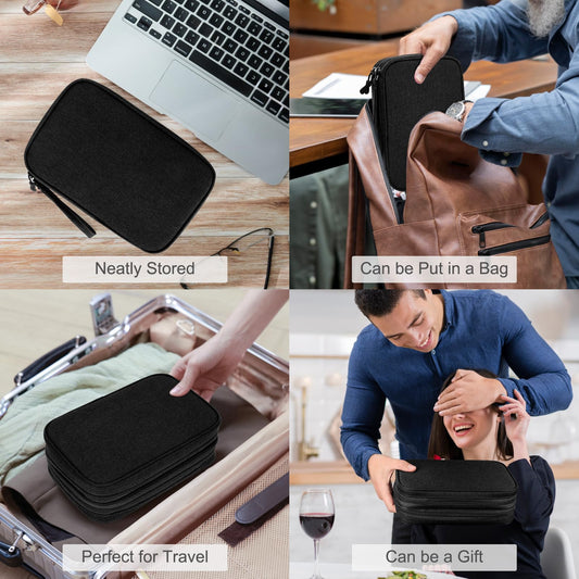 FYY Electronic Organizer, Large Travel Cable Organizer Bag Pouch Electronic Accessories Carry Case Portable Waterproof Double Layers All-in-One Storage Bag for Cable, Cord, Charger, Phone, Black