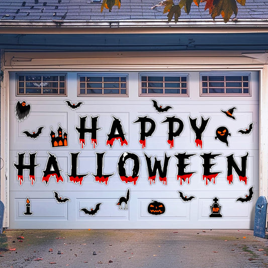 Halloween Decorations Garage Door Magnets, 30pcs Magnetic Happy Halloween Garage Decorations, Outdoor Halloween Decoration Magnetic Decals for Fridge Mailbox, Large Halloween Car Stickers