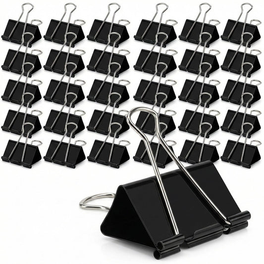 3 Inch Extra Large Jumbo Binder Clips (30 Pack)– Sturdy Black Metal Paper Clamps, Bulldog Clips for Office, Home & Classroom, Tempered Steel with 1.5" Capacity for Documents, Files, Craft Boards