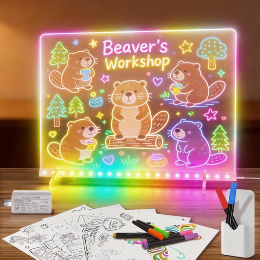 13.7" X10" Led Drawing Board for Kids with 13 Light Effects, Doodle Glow Drawing Board for Kids Gifts 8-12, Light Up Drawing Tablet Toy for Girls//Boys/Teens, Birthday Christmas Gift Ideas