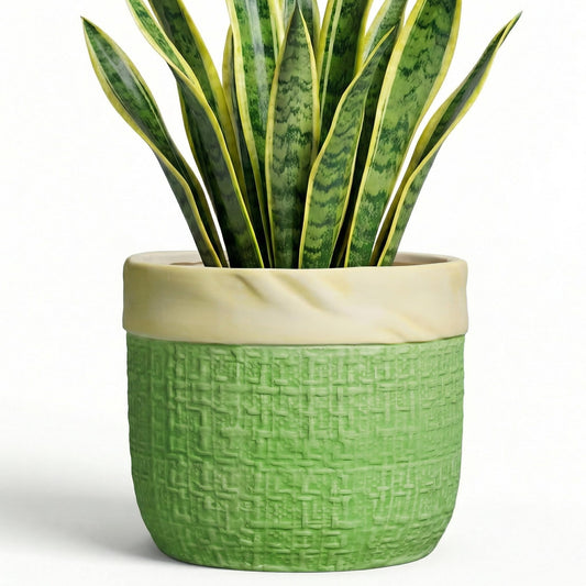 Teagas 8 Inch Plant Pot - Ceramic Pots for Plants with Drainage Hole, Ceramic Flower Pots for Indoor Plants Outdoor, Decorative Boho Planter, House Garden Decor, Gardening Gifts for Women, Green