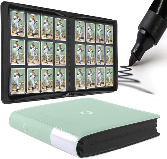 Premium Card Binder 12 Pocket - Fits 1200 Cards，3X4 Ringless Card Binder with Sleeves for Trading Cards & Sports Cards（Model D，Asakusa Green）