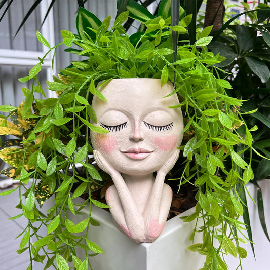 HDOOMN Face Planters Pots Head - Cute Succulents Plants Planters, Plant Pots Indoor with Drainage System, Garden Gifts for Women, Garden Decorations for Outdoor, Unique Ornaments for Home