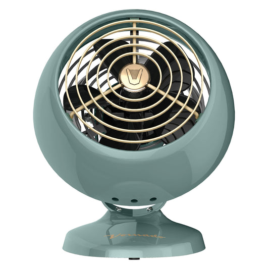 Vornado VFAN™ Mini Classic Vintage Metal Desk Fan, 2-Speed, Adjustable Tilt, Personal Air Circulator for Bedroom, Office, Dorm Room, Portable Quiet, Vintage Green
