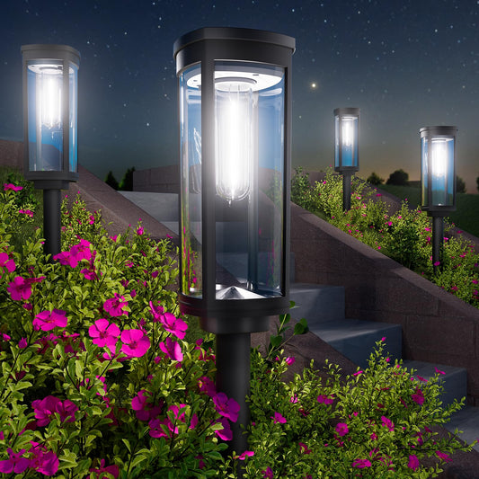 BITPOTT Bright Solar Lights Outdoor 6 Pack, Solar Pathway Lights Waterproof IP65, Auto On/Off Pathway Landscape Lighting, Long Lasting Outdoor Light for Walkway Path Garden Lawn Patio Decor Lighting
