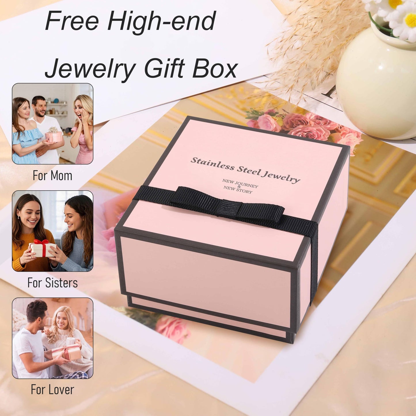 ISELBDR 18K Gold Bracelets for Women - Stackable Clover & Nail Love Bangle Set - Non-Tarnish Stainless Steel Jewelry for Valentine's, Mother's Day & Christmas (Gold-1)