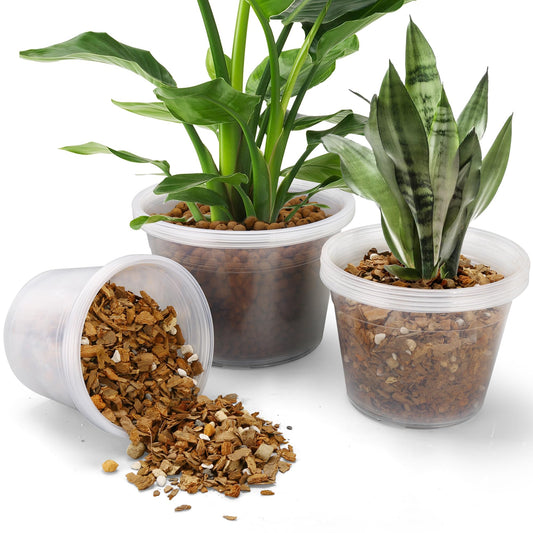 GUGEMEI 12/10/8 Inch Clear Nursery Pots with Drainage Holes, 12 Pack Flexible Large Plant Pots for Plants, Plastic Clear Pots for Seedling, Shrubs, Herbs, Flowers, Vegetables