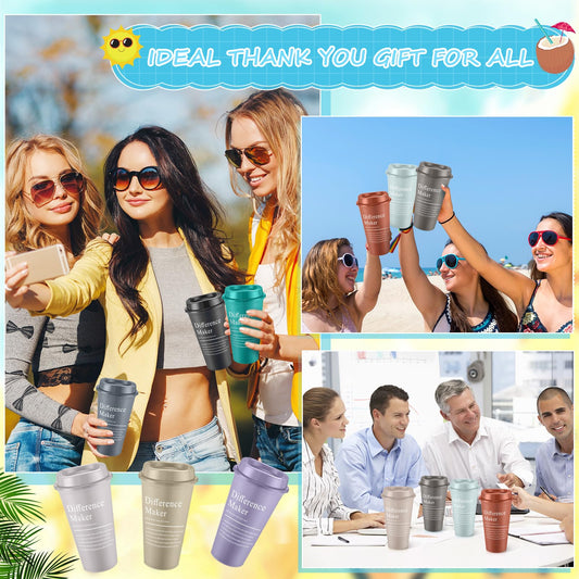 ForraFun 30 Pcs Difference Maker Gifts Set Employee Appreciation Gifts Bulk for Coworker 16 oz Thank You Cup A6 Motivational Notebooks with Pen for Team Teacher Staff Volunteer (Neutral Colors)