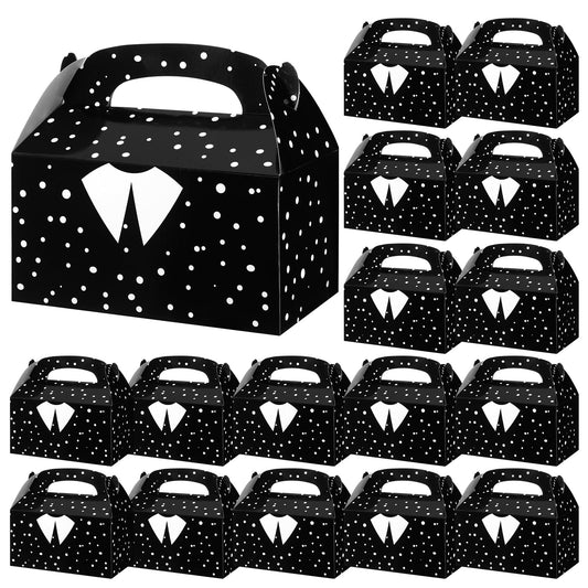 Gilprop 24 Pcs Gothic Party Favors Bulk Gothic Treat Box with Handles Black and White Birthday Party Favor Goodie Gift Boxes for Goth Spooky Themed Celebration Birthday Supplies