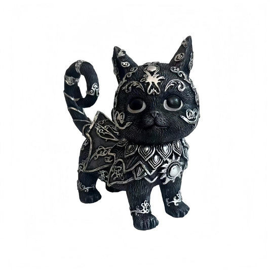 Dianreno Mysterious Black Cat Sculpture,Gothic Home Decor Statue,Dark Aesthetic Decor,Halloween Black cat Decor,Witchy cat Decor for Indoor&Outside