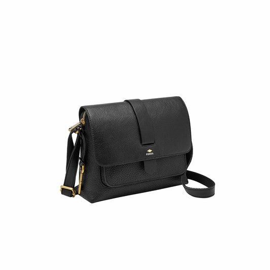 Fossil Women's Kinley Leather Small Crossbody Purse Handbag, Black (Model: ZB7878001)