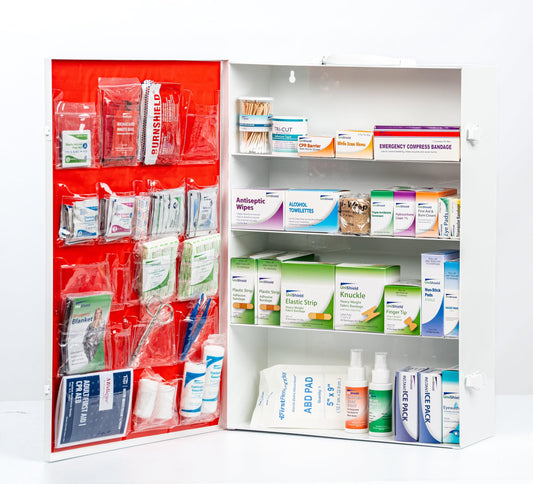 UniShield 4-Shelf Metal 1st Aid Cabinet Class A, Large Capacity First Aid Wall Mount Medicine Cabinet, Secure Metal Med Box with Easy Access, Exceeds OSHA/ANSI Z308.1 2015, Over 775-Pieces