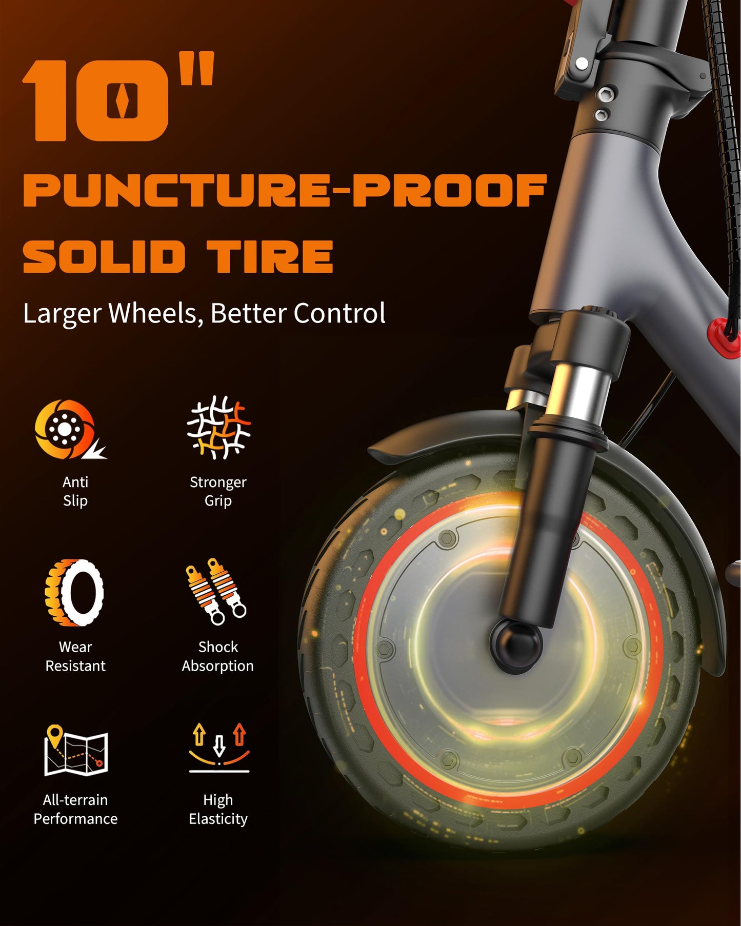 VOLPAM 10 Inches Electric Scooter, Dual Suspension, 21 MPH Top Speed, 500W Powerful Motor, 28 Miles Long Range, Dual Braking, Max Load 264 lbs