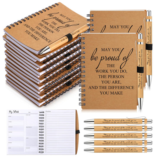 Tellingyou 20 Pcs Employee Appreciation Gifts Bulk Inspirational Spiral Notebooks 2026-2027 Planner Pocket Notepads with Motivational Pens Thank You Gifts for Teacher Coworker Volunteer