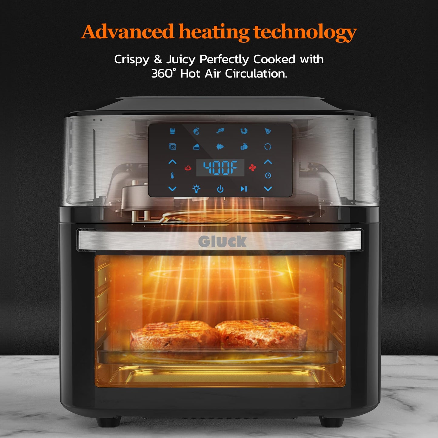 Air Fryer Oven Large 20 QT, 10-in-1 Toaster Oven Air Fryer Combo with Window for Family, Airfryer Oven with Rotisserie, 3 Dehydrating Racks