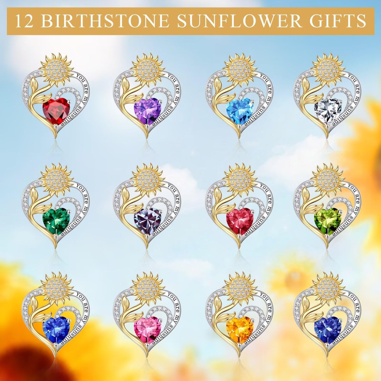Iefil Sunflower Gifts for Women - Sunflower Necklace for Women April Birthstone CZ Necklace Anniversary Mother's Day Jewelry Gift Birthstone Jewelry Gift Ideas for Mom