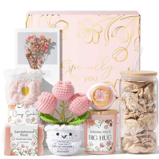 Mothers Day Birthday Gifts for Women Self Care Package Get Well Soon Gift Baskets, Thinking of You Inspirational Sympathy Spa Gift Basket for Women, Unique Gifts Set for Mom Her Wife Friend Sister