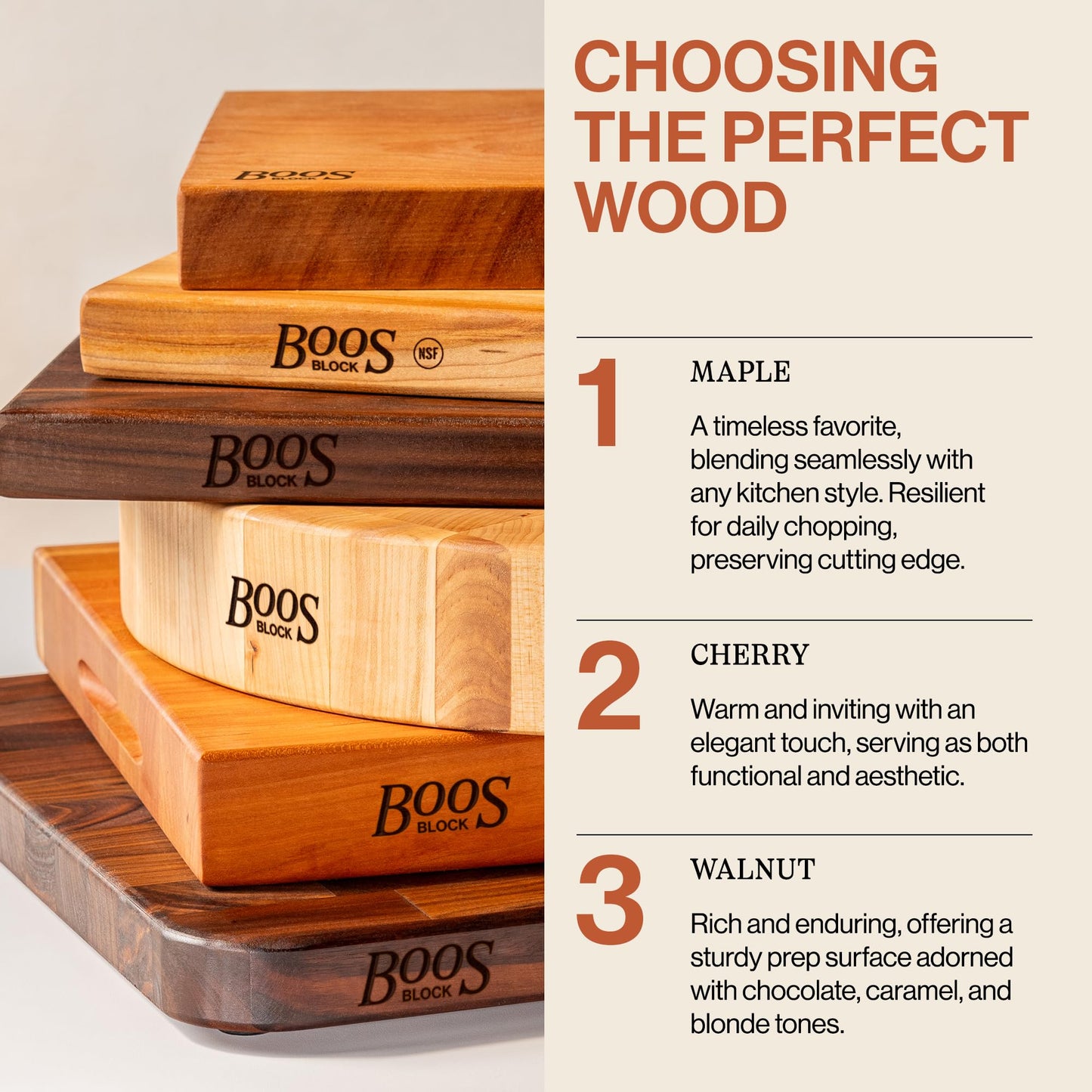 John Boos CCB Series Square Wooden Maple Cutting Board 18”x18” – 3” Thick, 26-lb Reversible Butcher Block with End-Grain & Finger Grips – Made in the USA
