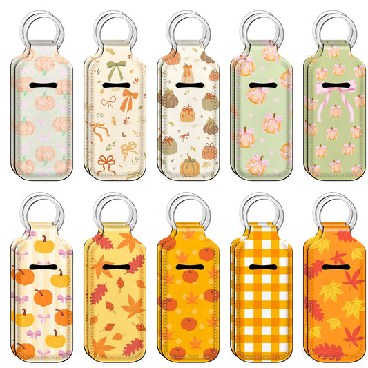 Ctosree 20 Pcs Thanksgiving Lipstick Holder Keychain Friendsgiving Gifts Pumpkin Lip Balm Holder for Thanksgiving Party Favor