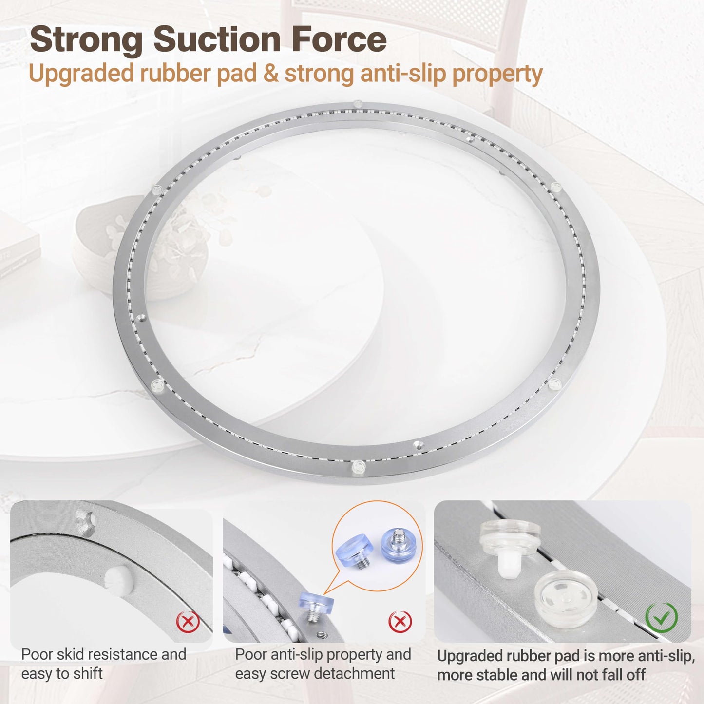 18 Inch Lazy Susan Bearing Aluminum Alloy Rotating Turntable, Non - Slip Mute Metal Bearing Swivel Plate Hardware for Dining and Workbench,660 Pounds Capacity
