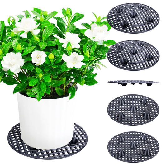 LFUTARI 6 PCS Plant Level Pot Elevator, Plant Stands, 12inch Plant Pot Saucer for Prevent Rot and Damage on Patio & Deck (30cm-6pcs, Black)