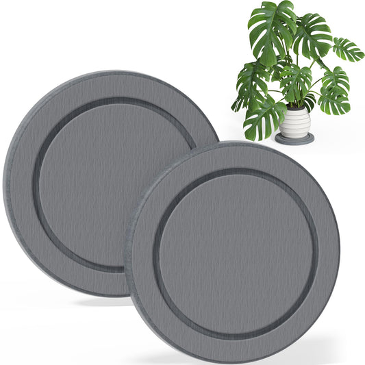 Creproly Plant Saucer Flower Pot Saucers Plant Trays for Pots Instant Dry Diatomaceous Earth Round Plant Drip Trays for Indoors Keeping Counter and Floors Dry and Clean (2Pcs Grey Large)
