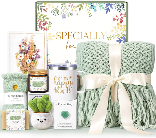 Self Care Gifts for Women Get Well Soon, Gift Baskets for Women, Inspirational Birthday Gifts for Woman, Sympathy Thinking of you, Spa Set for New Mom Friend Sister