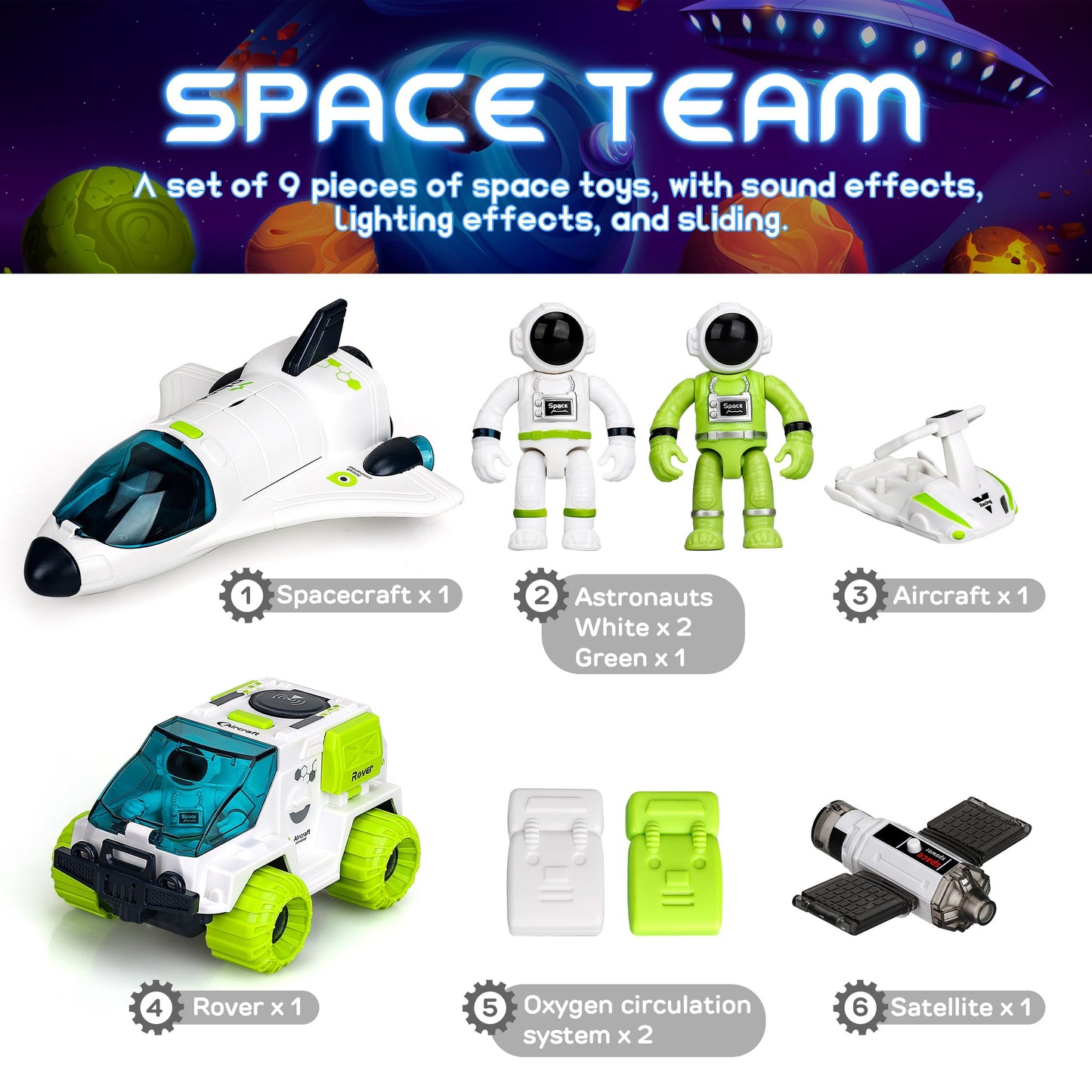 TOY Life Space Rocket Toys for Kids Shuttle Toy with Astronaut Figure and Rover for Boy 5-12 Kid Spaceship Planet Stem for Boys & Girls