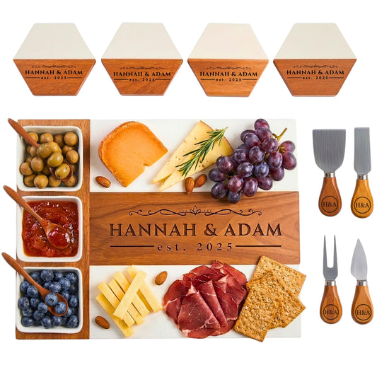 Personalized Charcuterie Board - Custom Large Cheese Boards for Wedding, Anniversary, New Home, Housewarming, Bridal Shower, Birthday, Mom, Grandma, Mother’s Day Gifts, Women, Couples, Engagement Gift