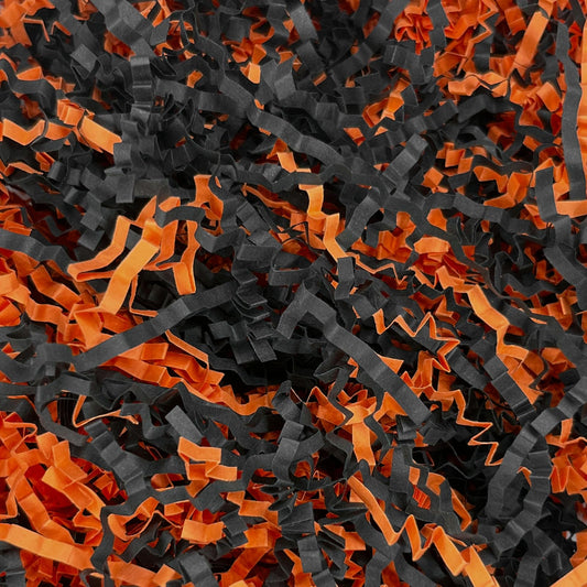 Tisspoms Halloween Crinkle Cut Paper Shred Filler, 1 LB Basket Filler Shredded Paper, Confetti Stuffing for Basket Filling, Birthdays, Weddings, DIY Gift Wrapping, Stuffer Party Supplies Black Orange