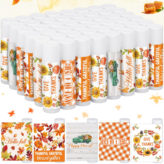 Siifert 25 Pcs Thanksgiving Christmas Party Gifts Bulk Thanksgiving Lip Balms Favors Holiday Basket Stuffers Christmas Stocking Stuffers Small Thank You Gifts for Women Men (Honey Flavor)