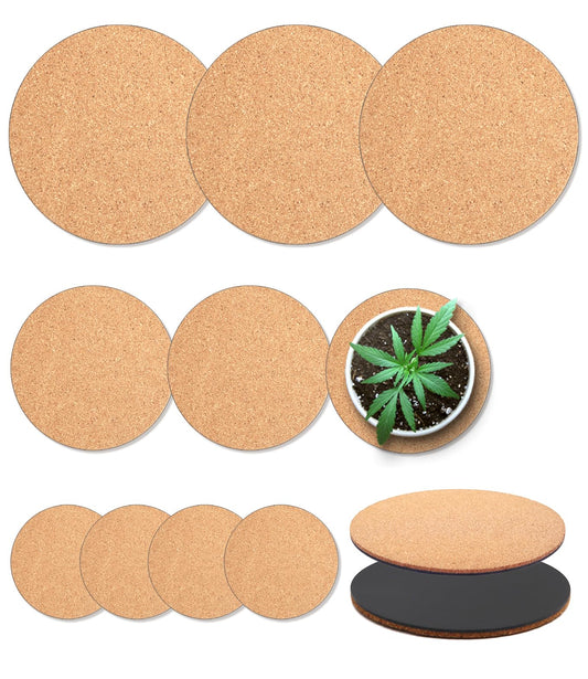 KITLAB Cork Plant Coasters, 3 Sizes Double Layers 4/6/8 Inch Cork Planter Coaster, Absorbent Cork Plant Mats, Cork Plant Coasters for House Plants, 10 Pcs