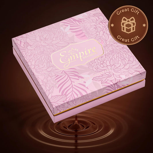 Chocolate Gift Box with Assorted Gourmet Chocolate - Pink Floral Gift Box - Food Gift Basket for Women - Birthday, Thank You, Present Idea for Her, Holiday Gift Baskets by Empire Delights