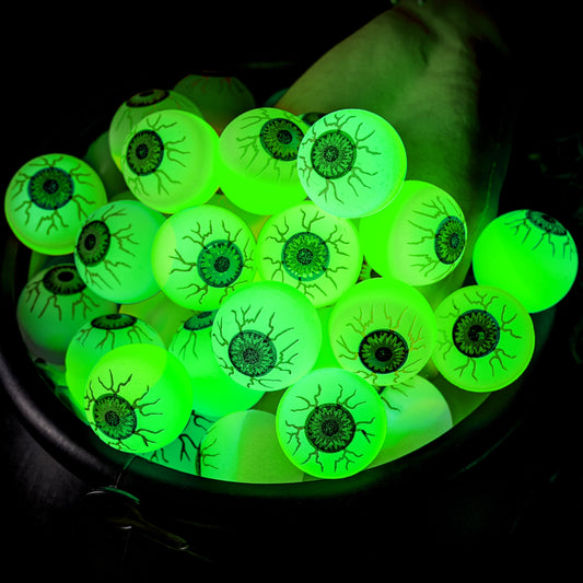 JOYIN 24 PCS Halloween Glow Eyeball Bouncy Balls, Glow in the Dark Bouncing Balls Eyeballs for Halloween Party Favors Game Prizes, Trick or Treating Party Decorations School Classroom Gifts
