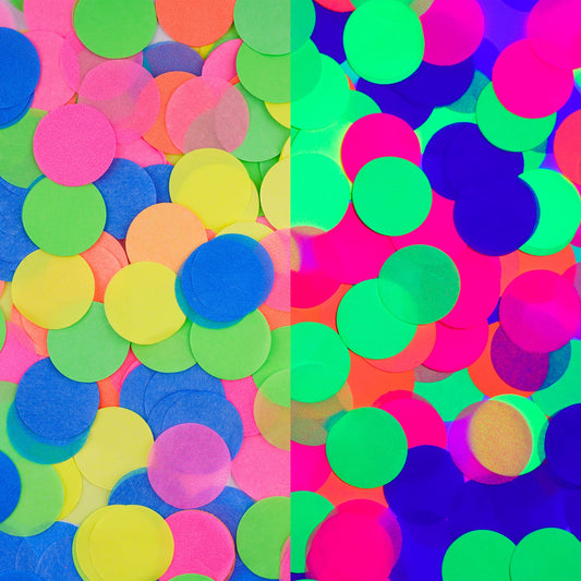 10000 pieces UV Neon Round Confetti 5 Colors Neon Fluorescent Tissue Confetti Dot Blacklight Glow Party Confetti for Blacklight Neon Party, Birthday, Wedding Supplies