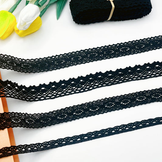 Black Crocheted Vintage Lace Ribbon Set, 20 Yards Gothic Lace Trim for DIY Crafts, Sewing, Halloween Decor, Scrapbooking & Gift Wrapping(4 Styles)