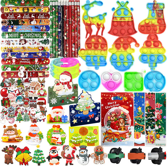 QZYCMHOO 159PCS Christmas Party Favors Set, Holiday Stocking Stuffers Bulk, Christmas party and Reward Prizes for Winter Party Supplies, Includes Puzzles, Stickers, and Festive Gift Accessories
