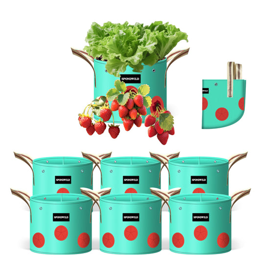 SPONDWILD 7 Pack 5 Gallon Grow Bags Heavy Duty 180G Thickened PE Plant Pots with 8 Breathable Holes